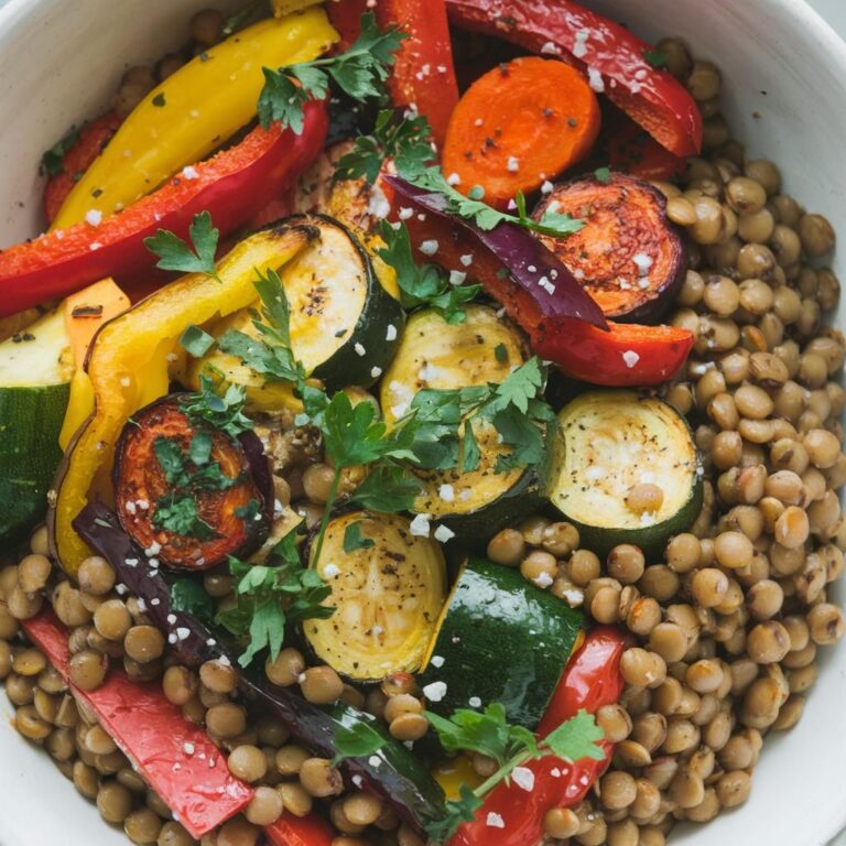 Bowl Vegano de Lentejas y Vegetales Asados