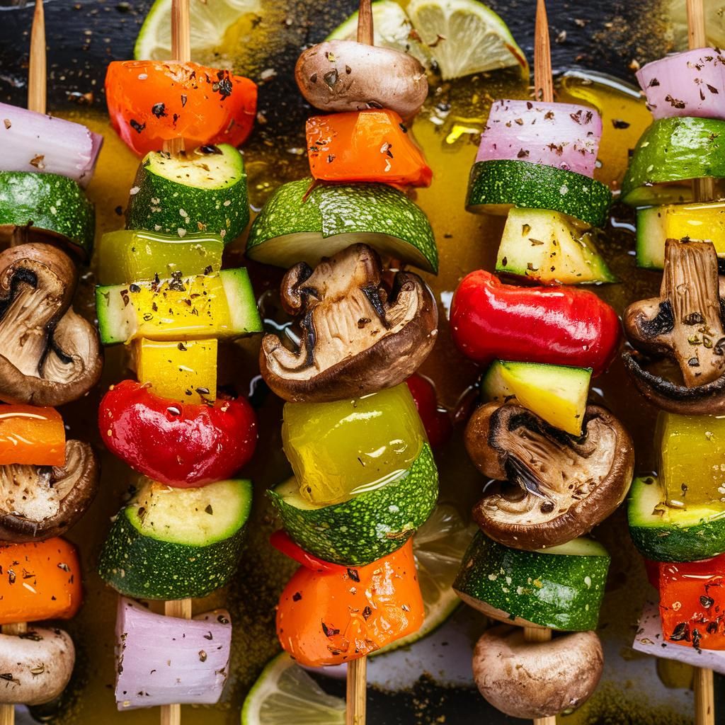 Brochetas Veganas de Verduras y Champiñones