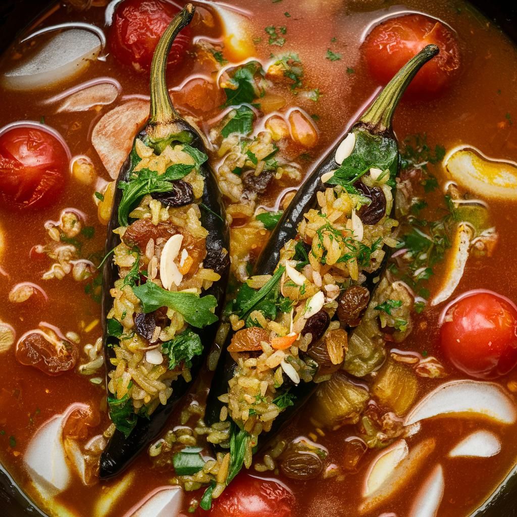 Chiles Rellenos de Arroz Integral y Espinacas