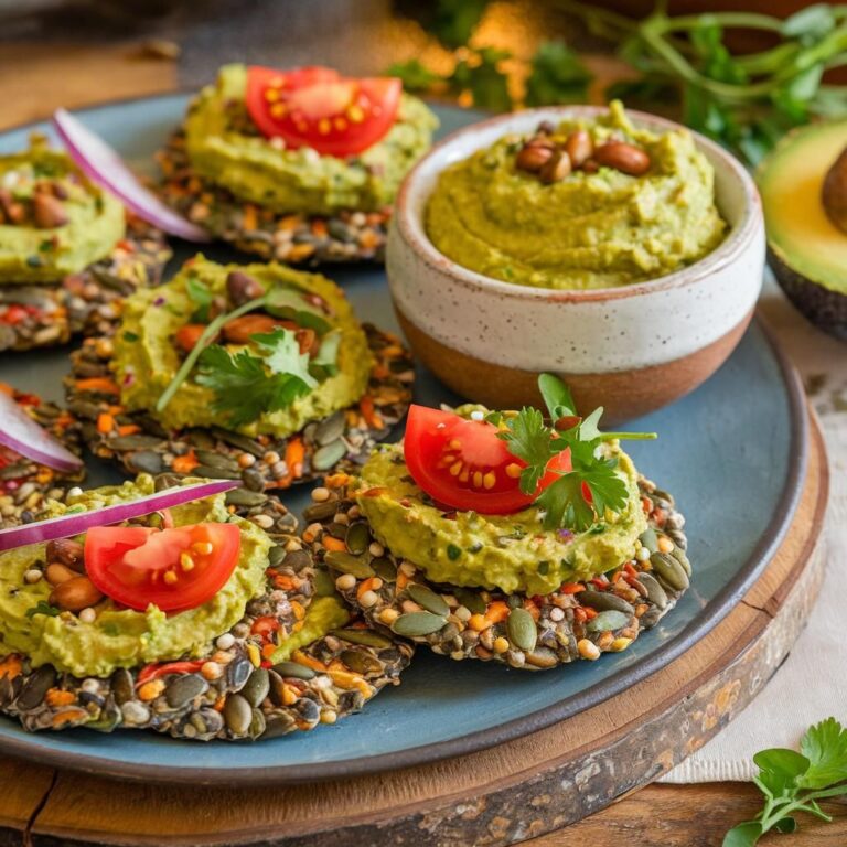 Crackers Veganos de Semillas con Guacamole de Pepita