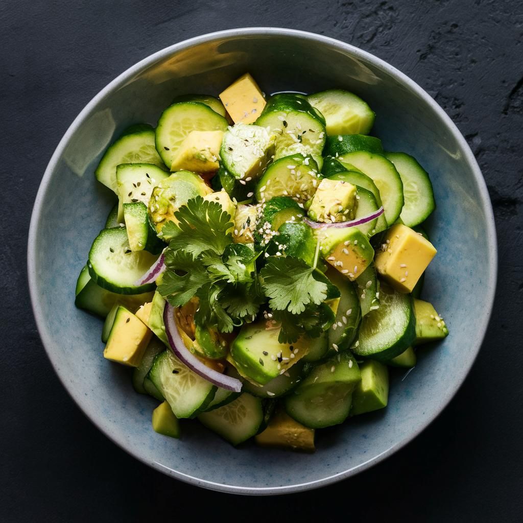 Ensalada Vegana Low Carb de Pepino y Aguacate