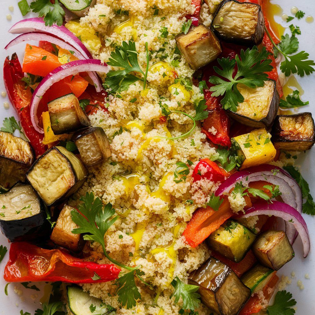 Ensalada Vegana de Couscous y Verduras Asadas