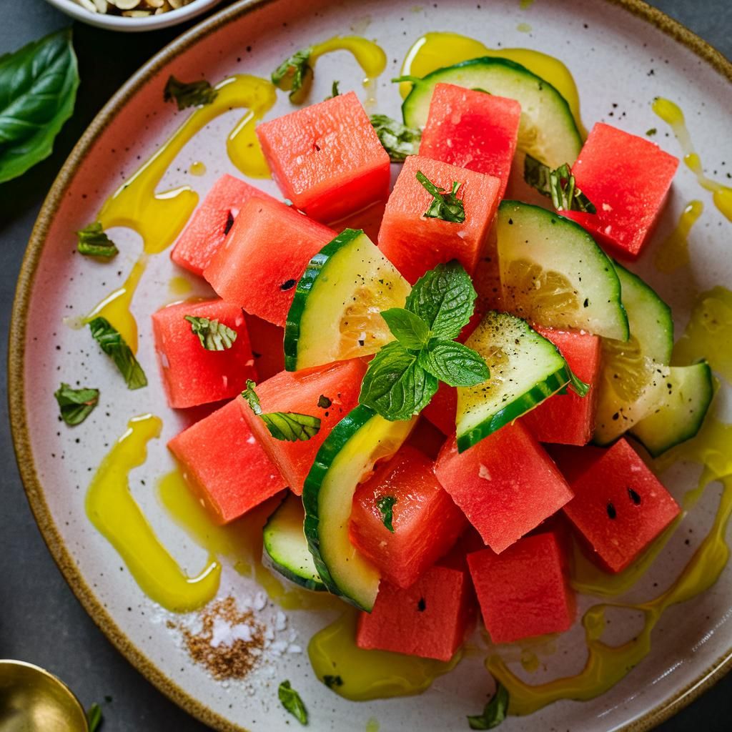 Ensalada Vegana de Sandía y Pepino