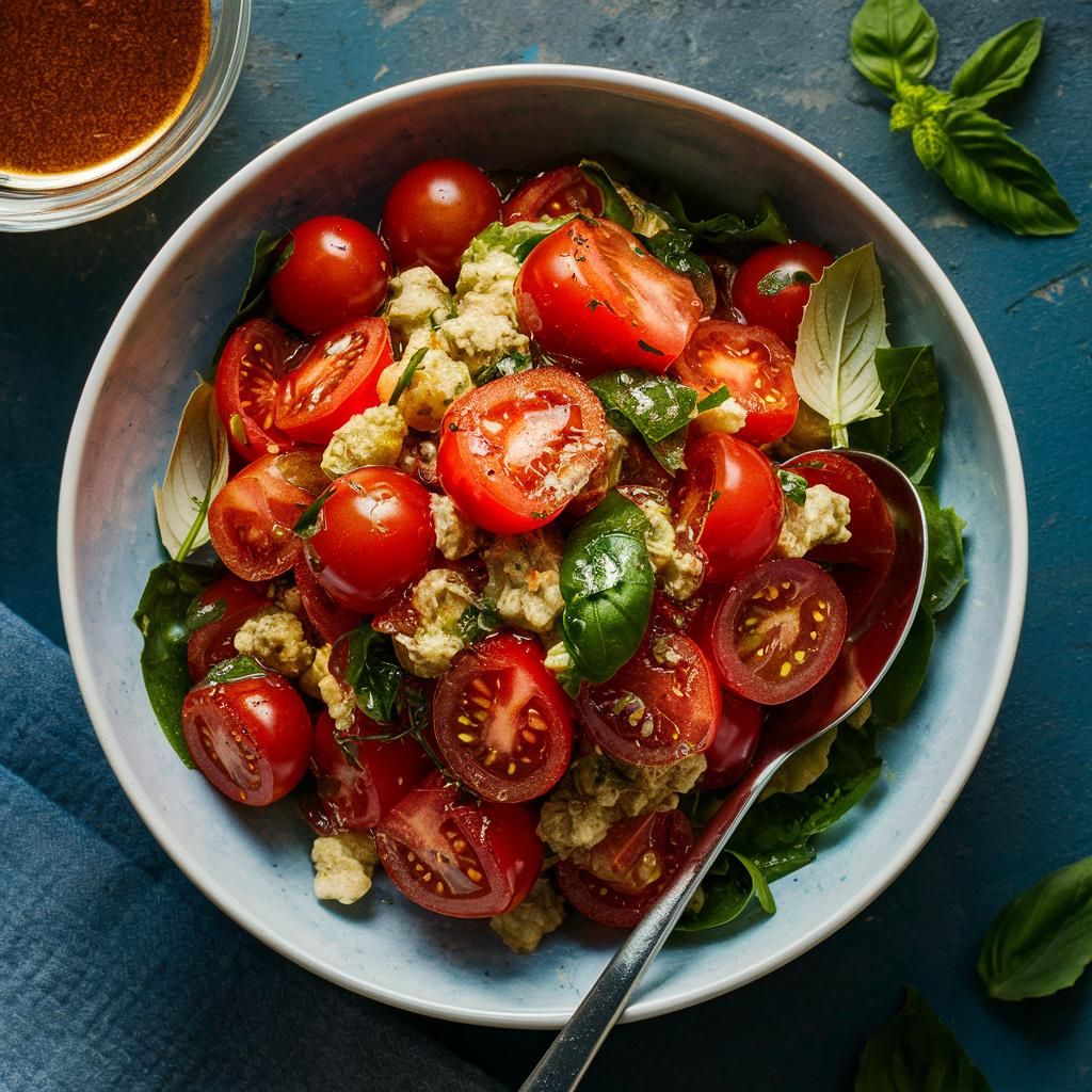 Ensalada Vegana de Tomate y Albahaca