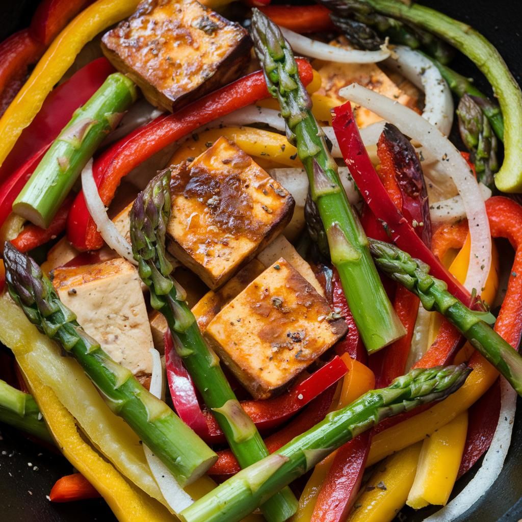 Fajitas Veganas de Tofu y Espárragos