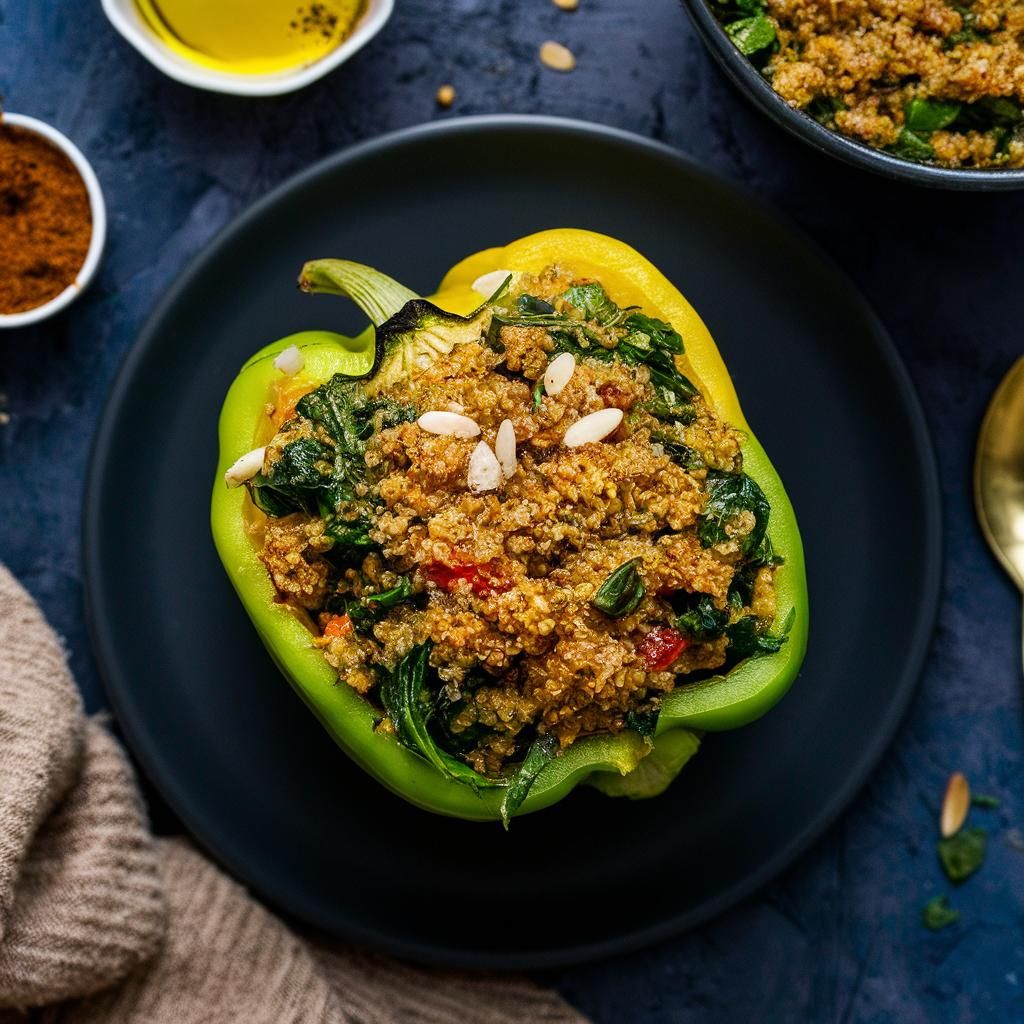 Pimientos Rellenos de Quinoa y Espinacas