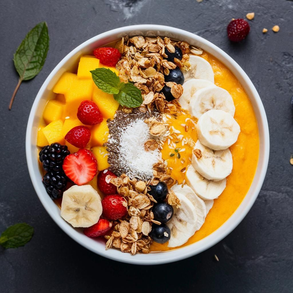 Smoothie Bowl Vegano de Mango y Coco