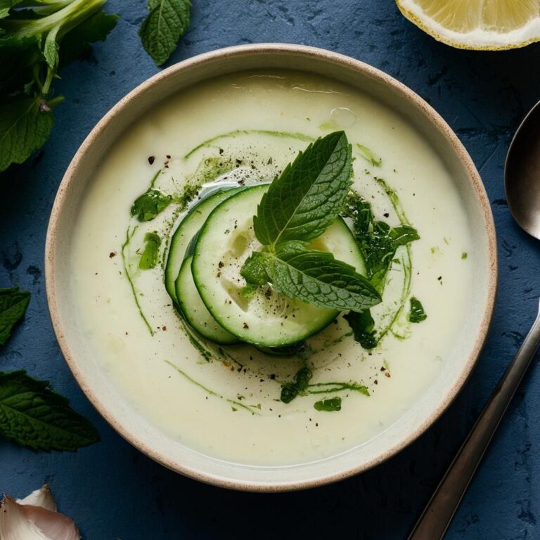 Sopa Fría Vegana de Pepino y Menta