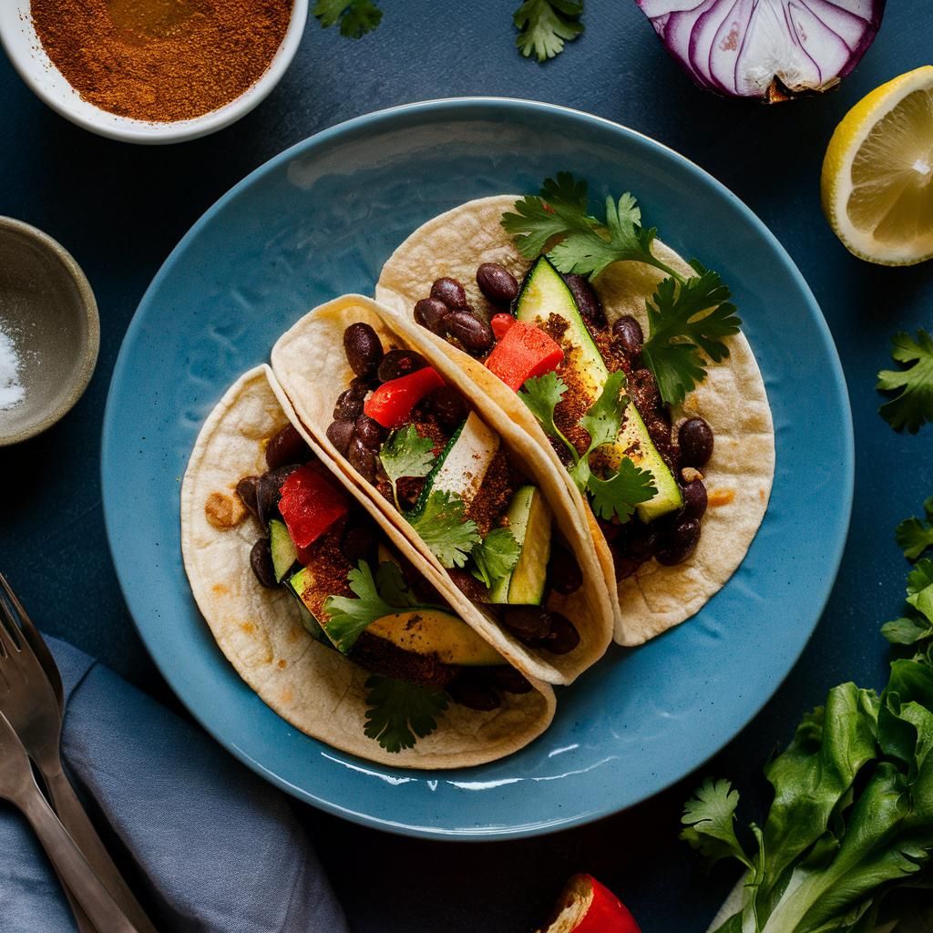 Tacos Veganos de Calabacín y Frijoles Negros