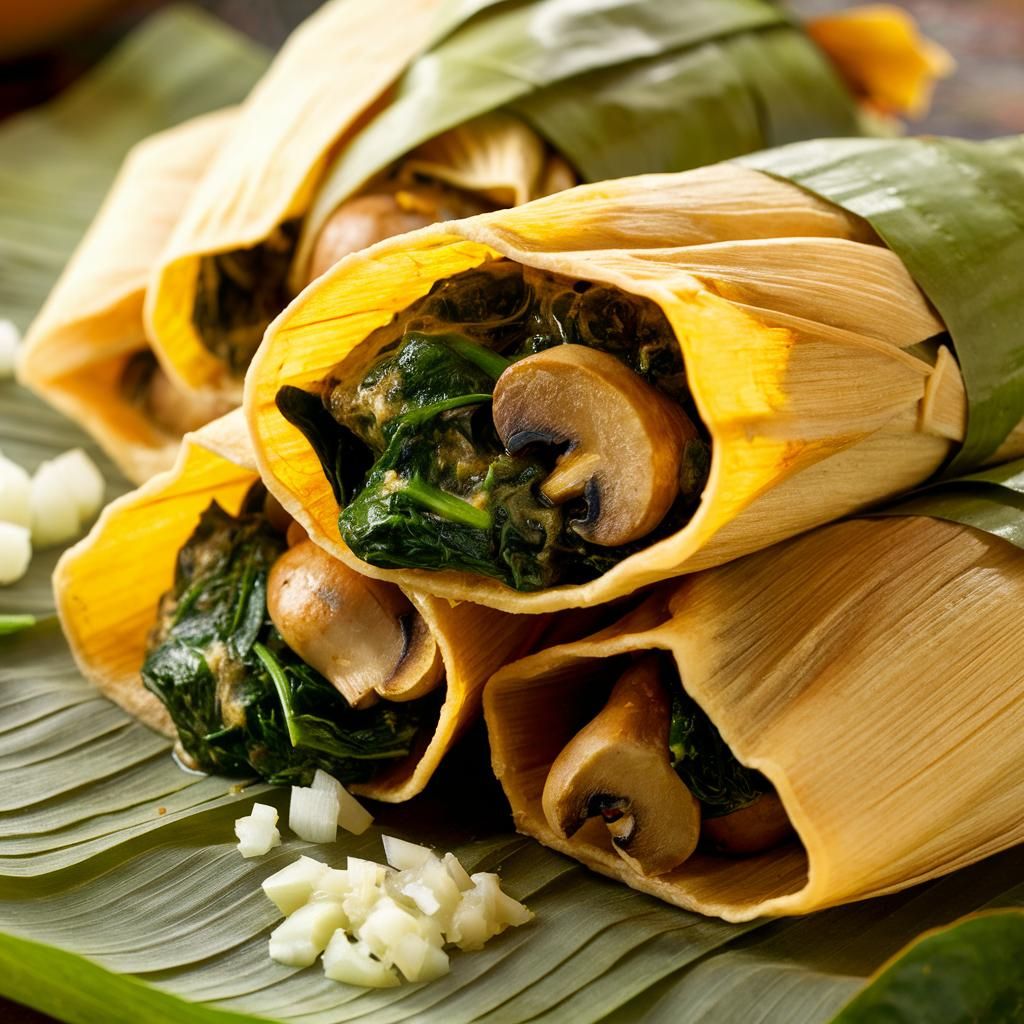 Tamales Veganos de Espinacas y Hongos