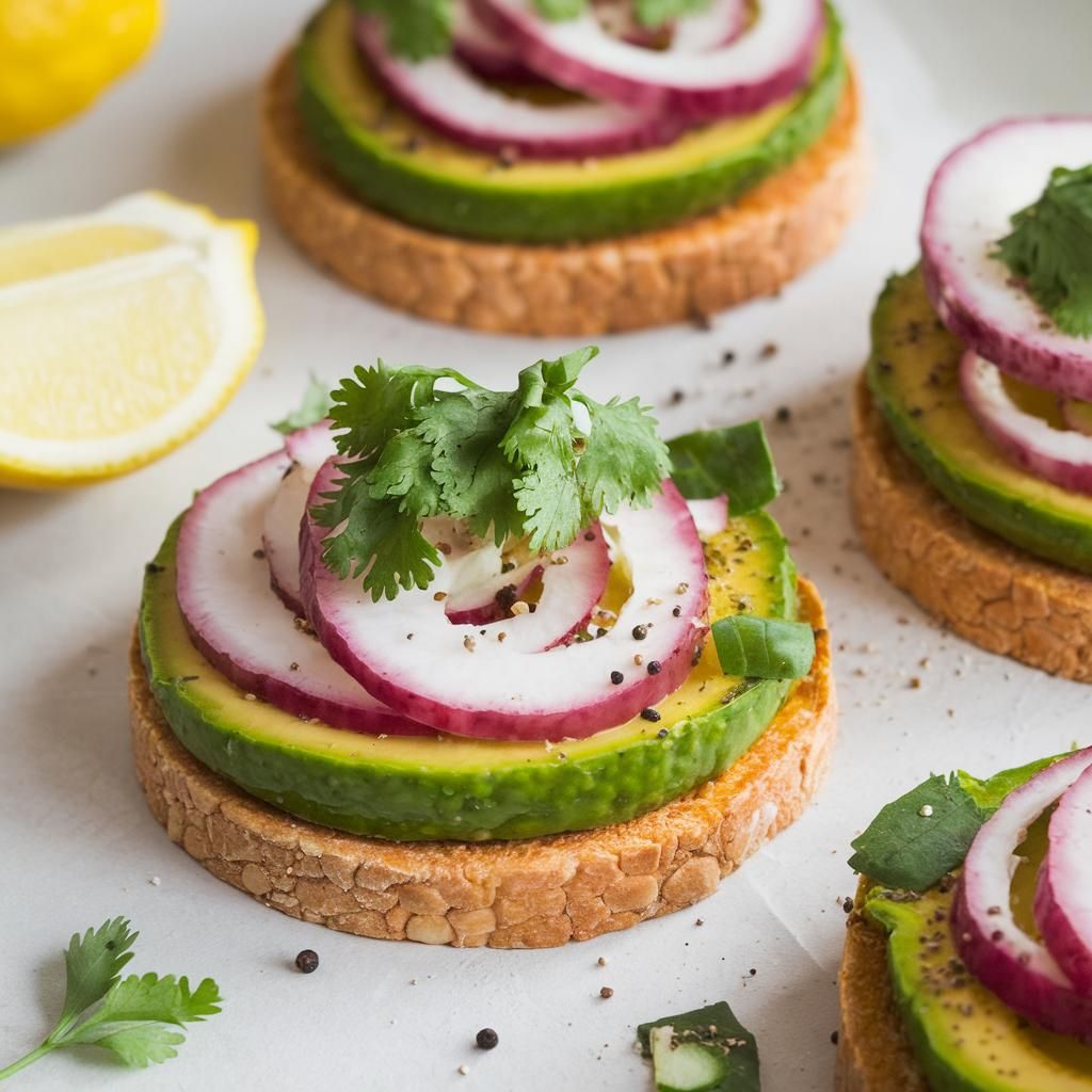 Tostadas Veganas de Aguacate y Rábano