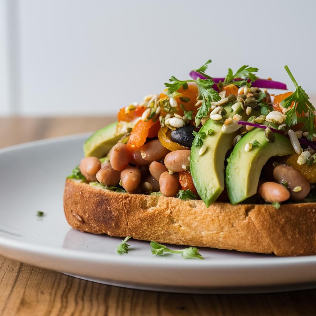 Tostadas Veganas de Frijoles y Aguacate