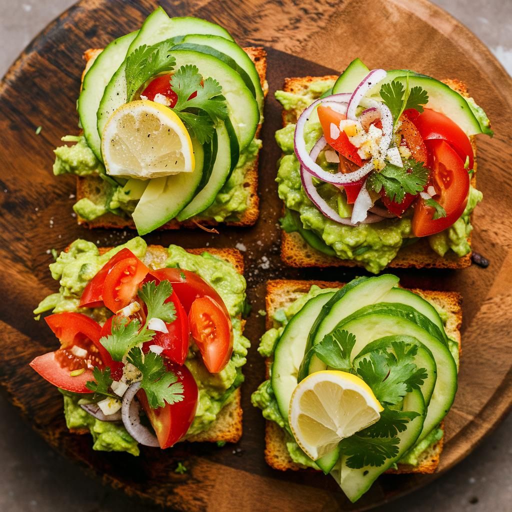 Tostadas Veganas de Guacamole y Pepino