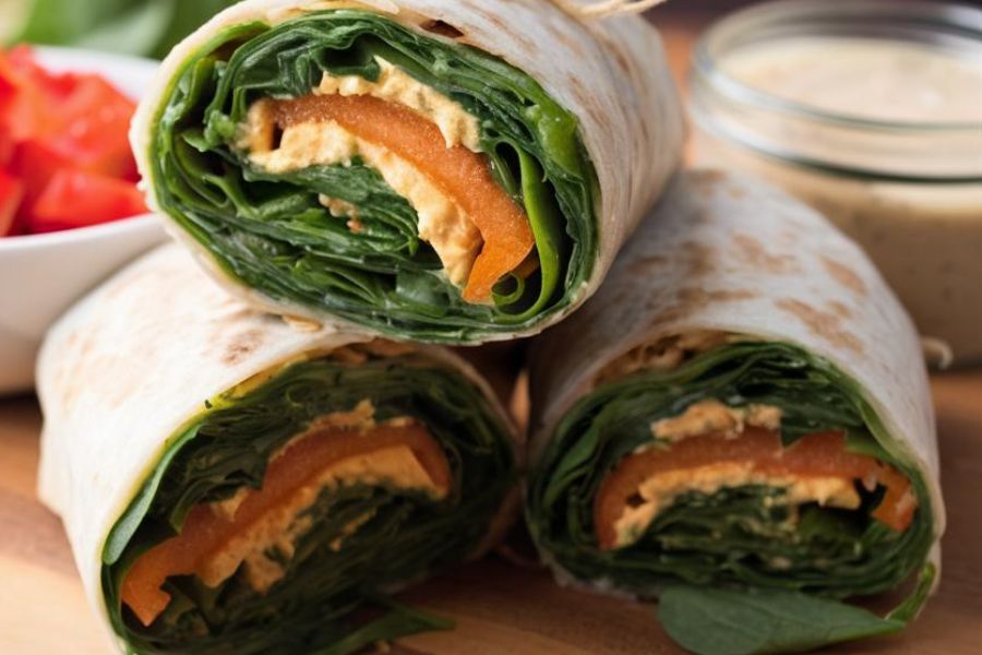 Wraps Veganos de Espinacas y Hummus