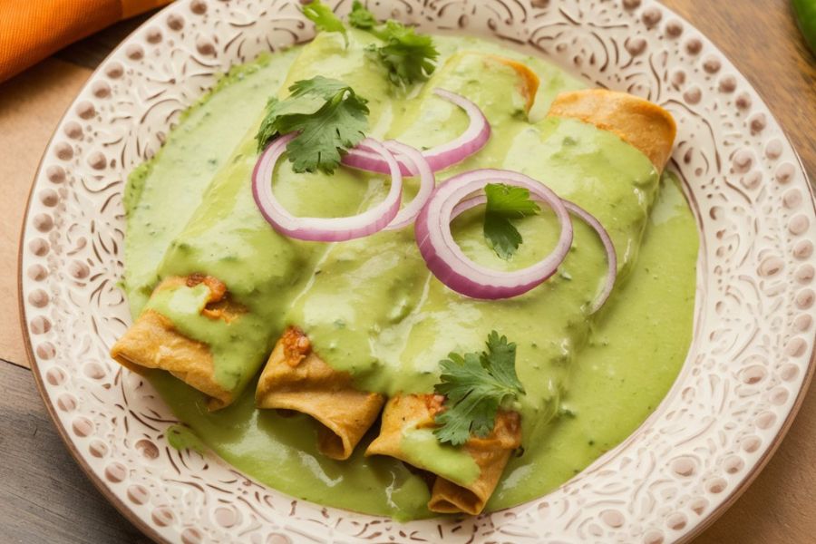 Enchiladas Veganas de Nopal con Salsa Verde