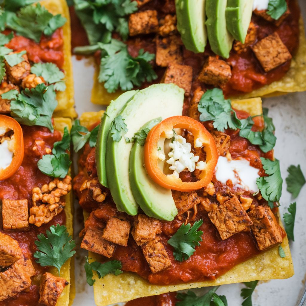 Chilaquiles Veganos con Salsa Roja y Tofu