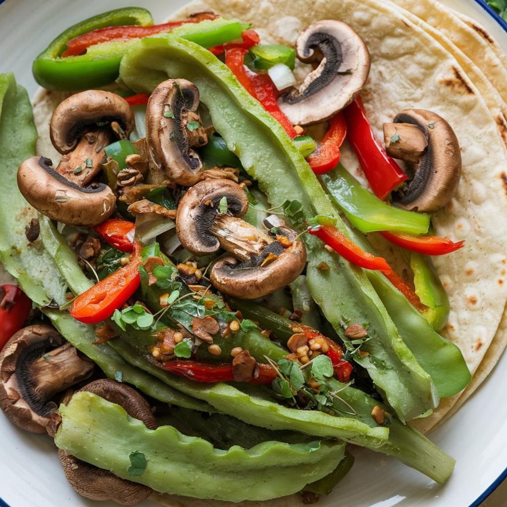 Fajitas Veganas de Nopal y Hongos