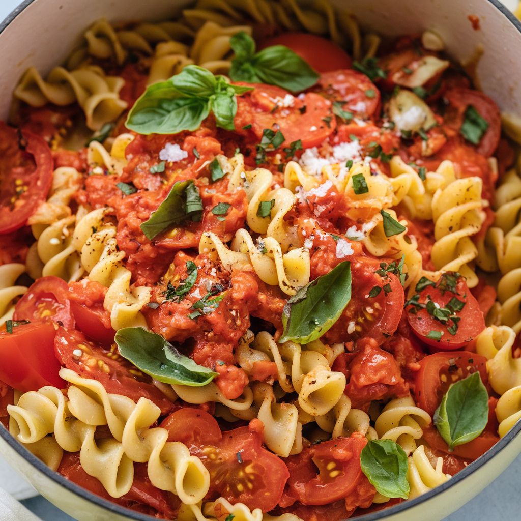 Pasta Vegana con Salsa de Tomate y Albahaca