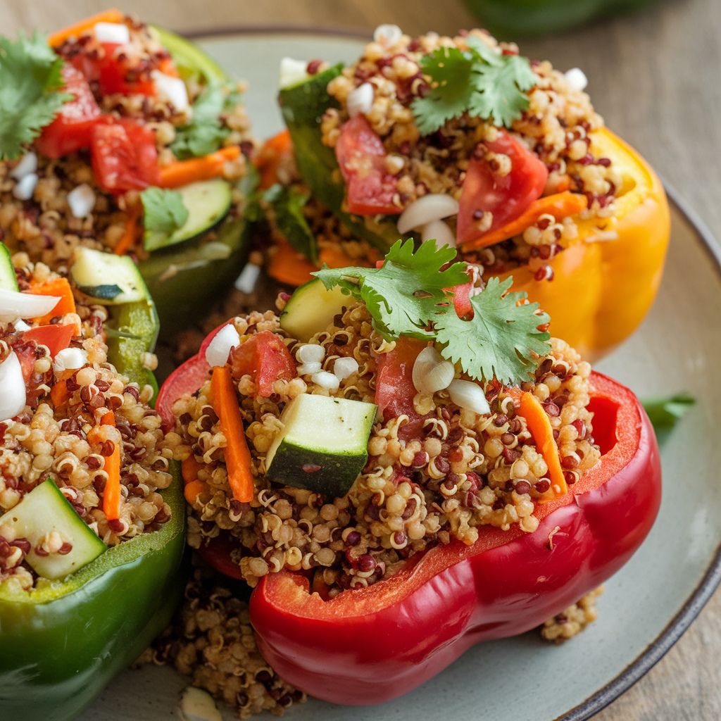 Pimientos Rellenos Veganos de Quinoa y Verduras