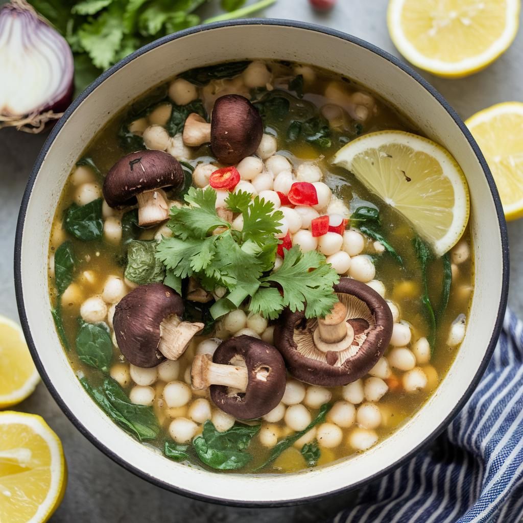 Pozole Vegano Verde con Champiñones