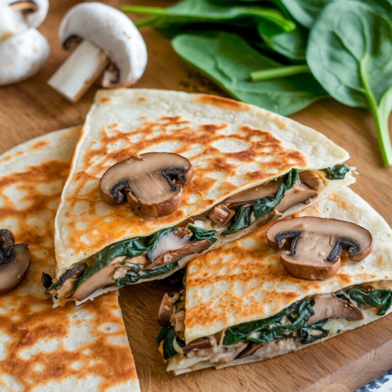 Quesadillas Veganas de Champiñones y Espinacas