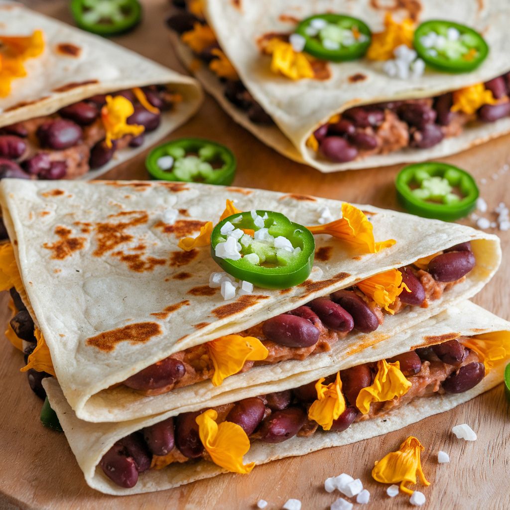 Quesadillas Veganas de Flor de Calabaza y Frijol