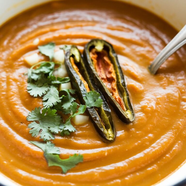 Sopa Vegana de Calabaza y Chile Poblano