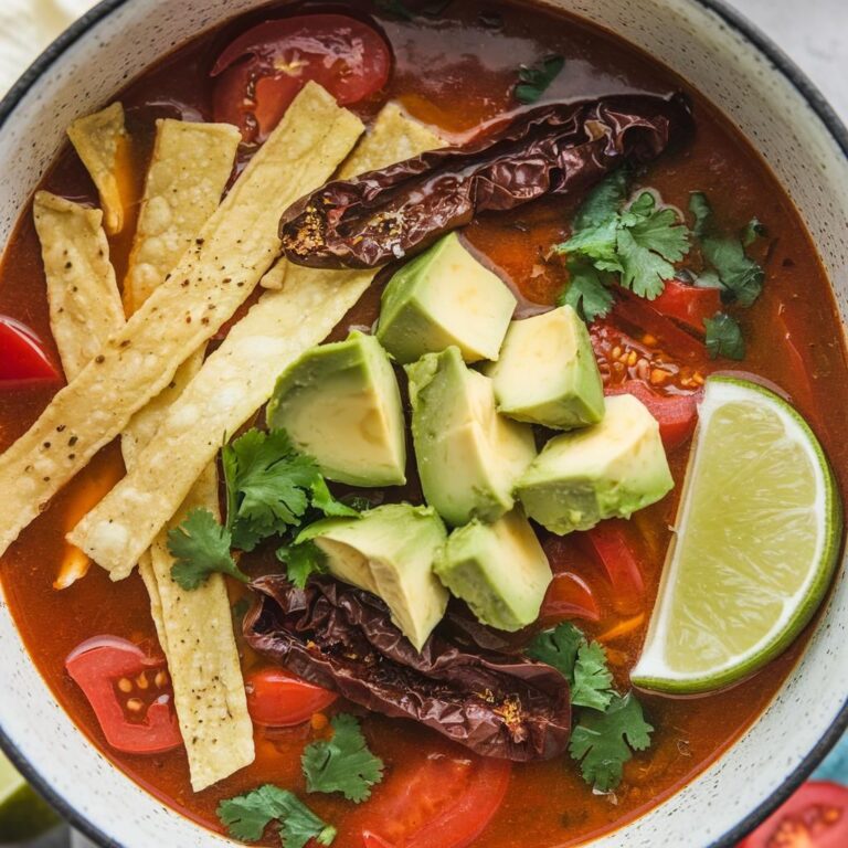 Sopa de Tortilla Vegana con Aguacate