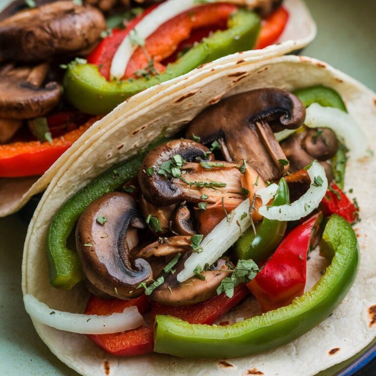 Tacos Veganos de Champiñones y Pimientos