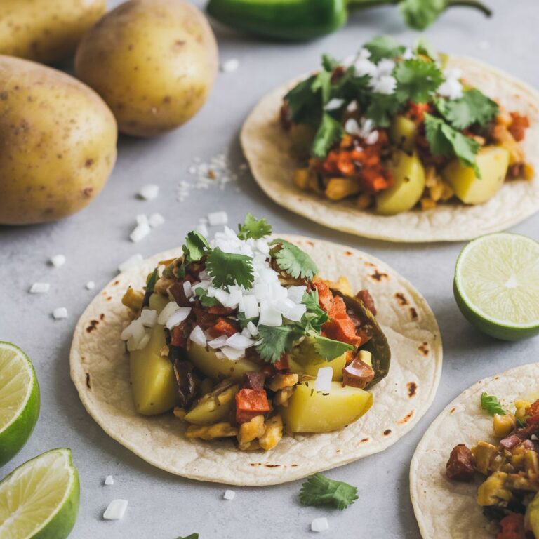 Tacos Veganos de Desayuno con Papas y Chile Poblano