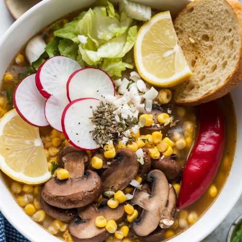 Pozole Vegano de Champiñones y Maíz