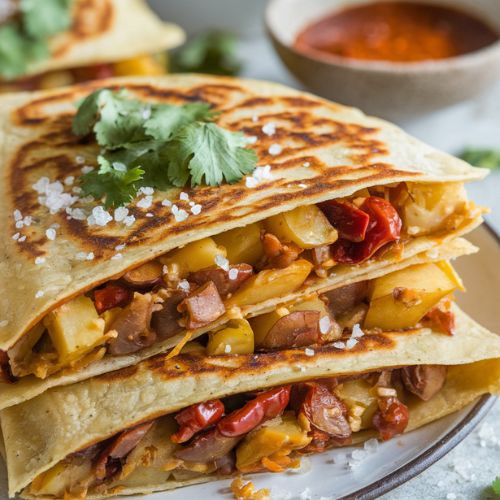 Quesadillas Veganas de Papa y Chile Guajillo