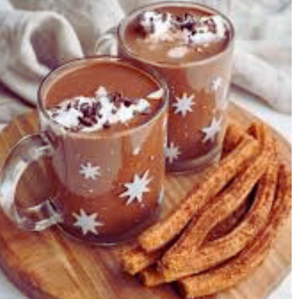 Churros Veganos con Chocolate Caliente Navideño