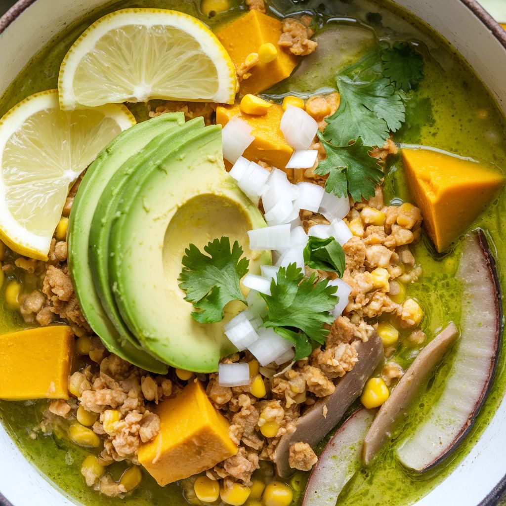 Pozole Verde Vegano con Calabaza y Nopal